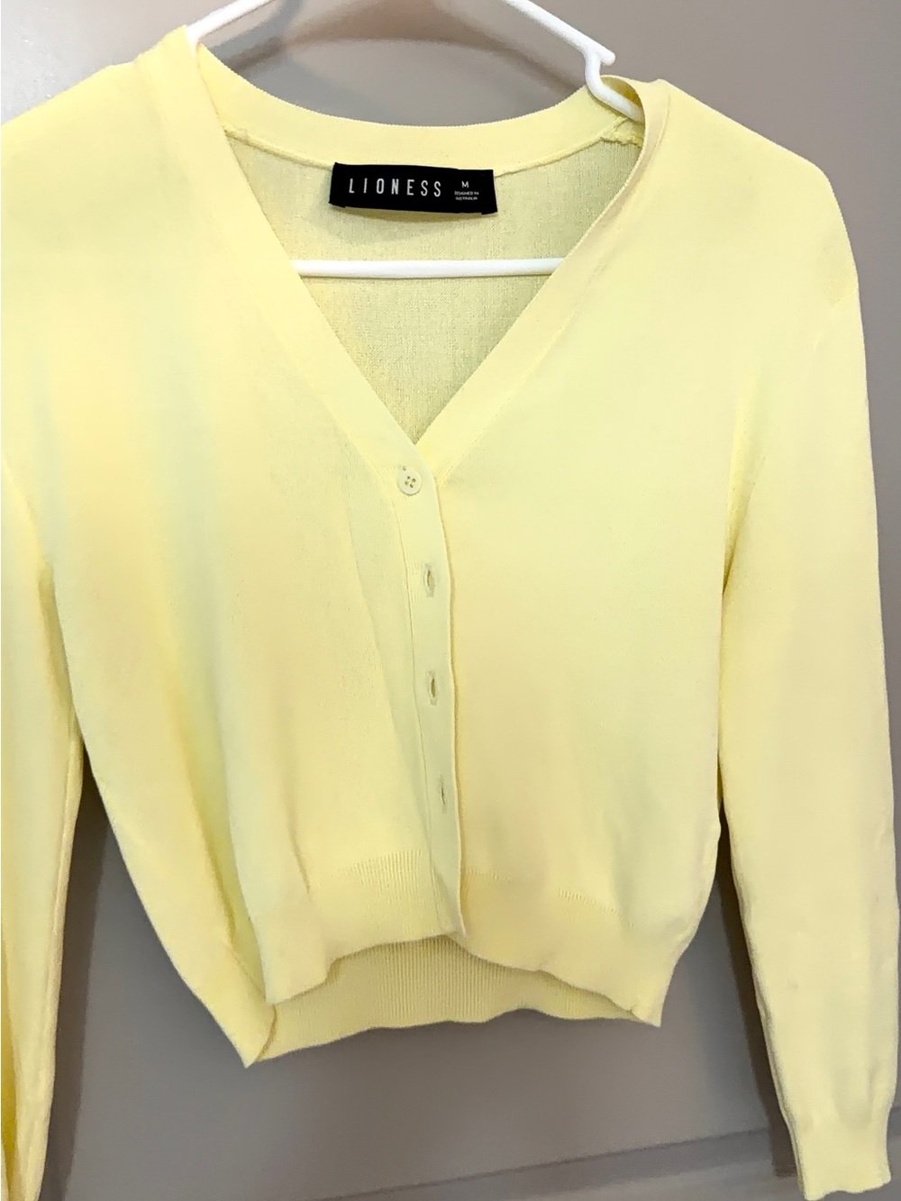 Lioness Golden Hour cropped  V-Neck Button Cardigan Sweater - yellow